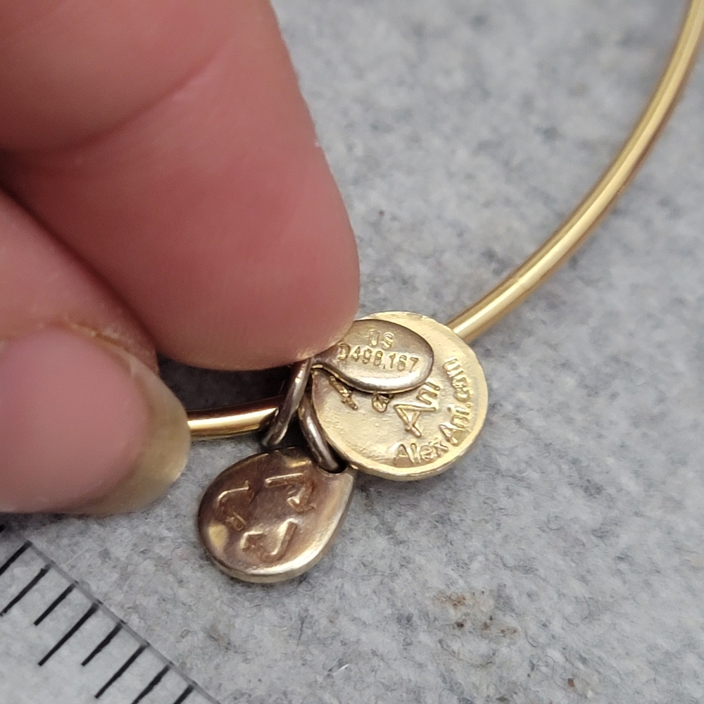 Alex and Ani Peridot August Birthday Stone Gold Bangle Bracelet - Picture 5 of 10